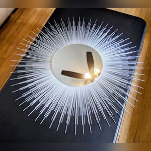 Glamorous 35” SILVER Sunburst Mirror Decorative Wall Mirror